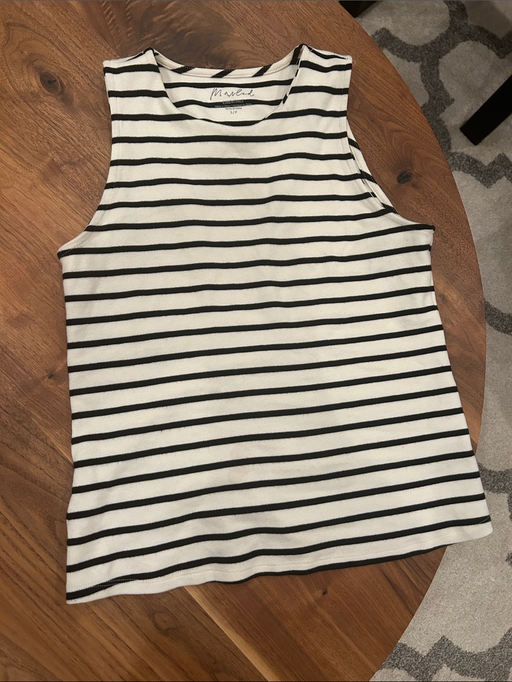Marled Black & White Stripe Knit Tank
